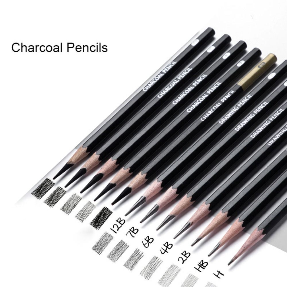 Sketching Charcoal Set - プロ仕様グラファイト混合スケッチ鉛筆画材チャコール鉛筆耐久性のある黒色描画鉛筆セット愛好家向け