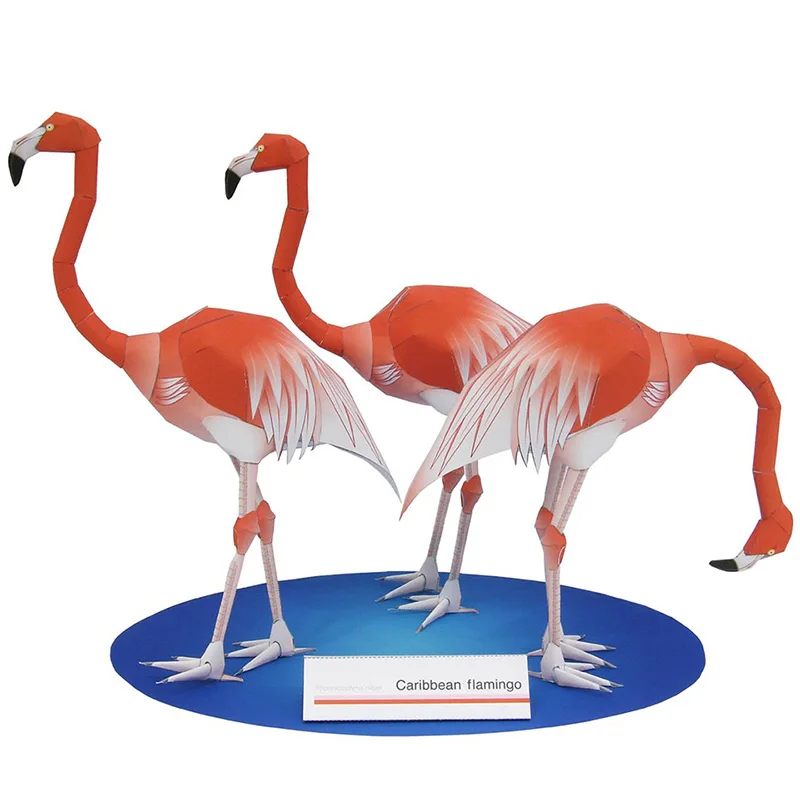 Art Craft Cardboard - カリブ海フラミンゴのペーパークラフトペーパーモデル、3羽の鳥、折り紙アート、ミニかわいい3Dペーパー、ペーパークラフト動物、diyの子供と大人のクラフトおもちゃ、QD-110