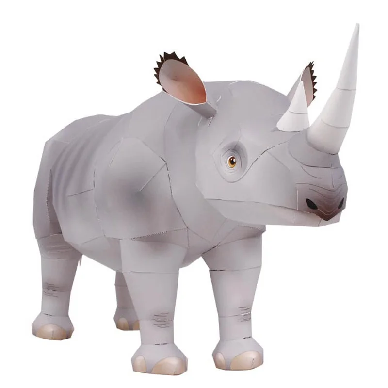 Art Craft Cardboard - Rhinoceros-ミニ3D紙モデルペーパークラフト、手作り、折り紙アート、折りたたみ、動物、DIY、10代、大人、クラフトおもちゃ、QD-077