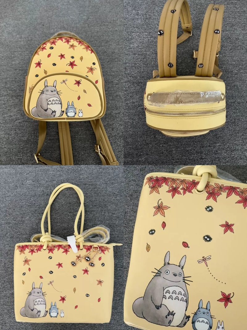 Art Craft Bag - かわいい森の精霊動物ミニバックパック秋のカエデの葉プリント小さなリュックサックかわいい漫画柄デイリーカジュアルショルダーバッグ