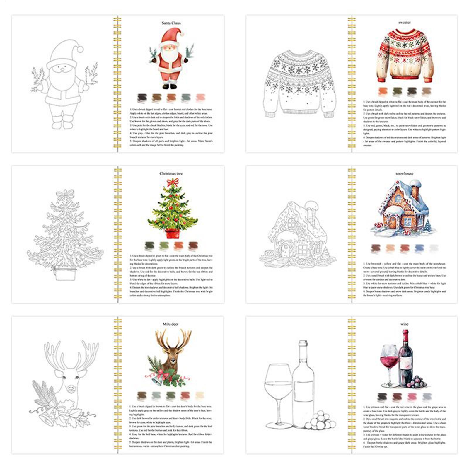 Art Craft For Christmas - 初心者向け水彩ワークブック クリスマス水彩ワークブック ぬり絵 アートクラフト 紙の絵を描く ぬりえ