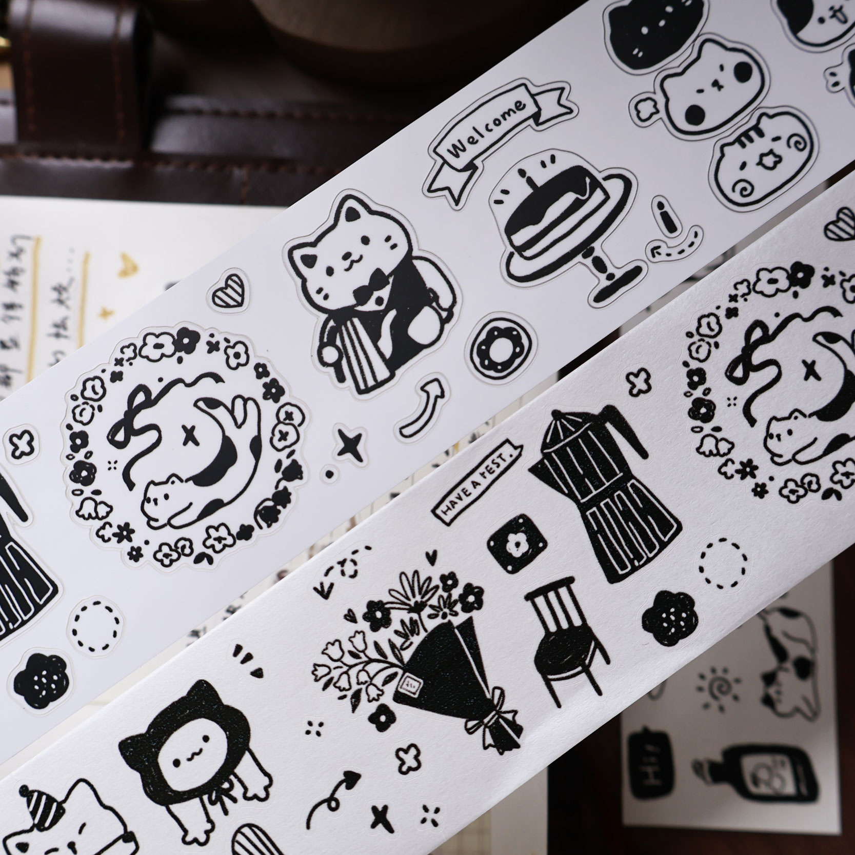 Washi Tape Rolls - YiEr スタジオヴィンテージデイリー猫のコーヒーライフ和紙 PET テーププランナー DIY カードメイキングスクラップブッキングプラン装飾ステッカー
