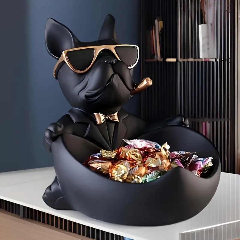 Art And Craft Sunglasses - クリエイティブなサングラスをかぶったクールな犬の像、ブルドッグ像、収納ボックス、動物の装飾、樹脂工芸品、アート像、家の装飾、ギフト