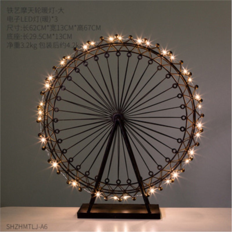 Art Craft Restaurant - アイアンアート観覧車装飾、ホームデスクトップクラフト、レストラン、カフェ、回転発光装飾品