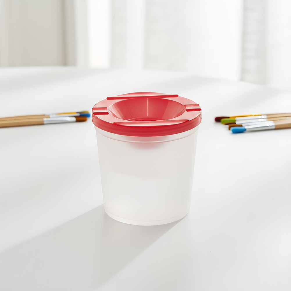 Art Craft Cup - 色付きの蓋付きペイントウォーターカップ こぼれ防止学習用カラーカップ 軽量で再利用可能 教室の画材や工芸品に最適