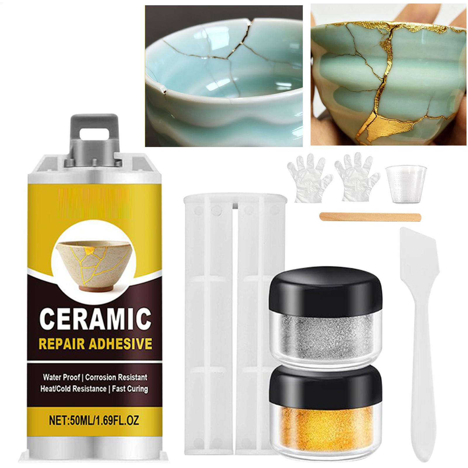 Art Craft Cup - 金塗り補修キット ゴールドセラミック接着剤 食品安全接着剤 割れた陶器の皿、カップ、ボウル、浴槽、工芸品、アートの再仕上げ用