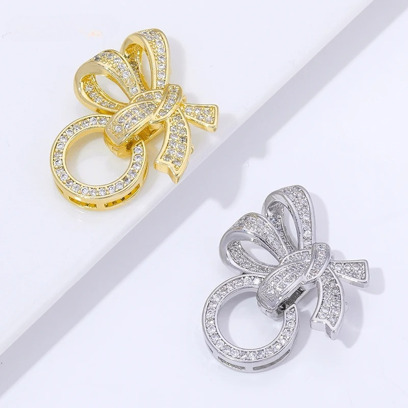 Art Craft Making - 18K ゴールドメッキパールクラスプコネクタ象嵌ジルコン 3 リングバタフライジュエリーロッククラスプブレスレット DIY ジュエリーフィッティング用