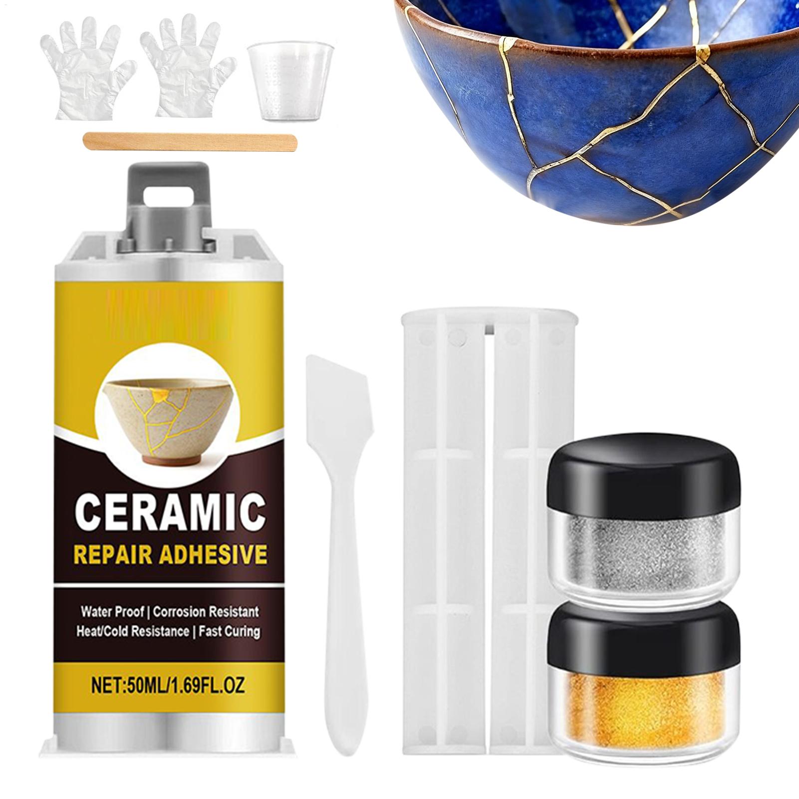 Art Craft Workshop - セラミック磁器ガラス接着キット、効果的なアート接着剤セット、強力な接着修理キット、簡単操作、工芸品修復用