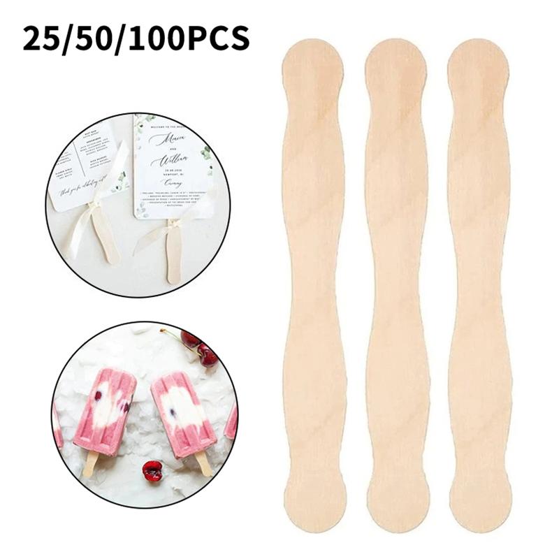Art Craft With Ice Cream Stick - 25/50/100個入り アイスクリーム用木製スティック アイスクリームスプーン 手作り ケーキツール 木製テイスタースプーン