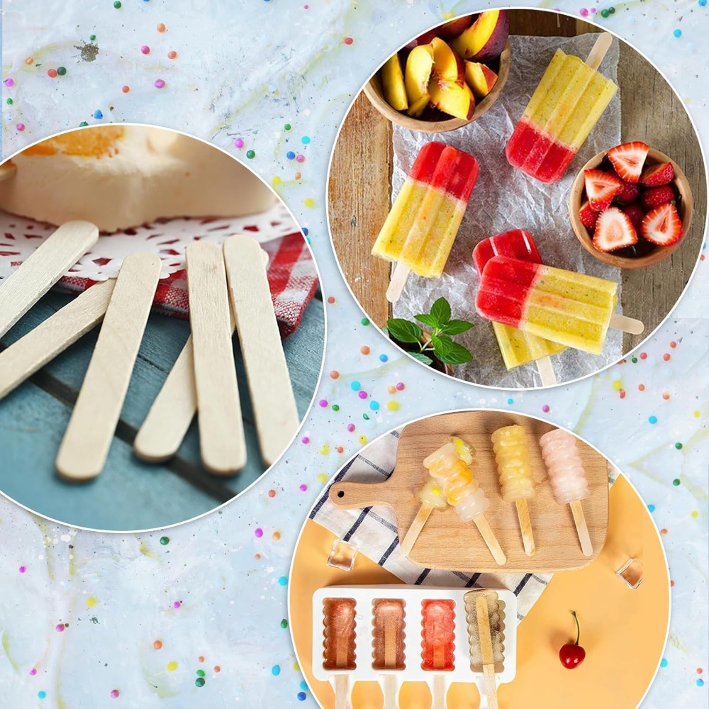 Art Craft With Ice Cream Stick - 210本入り天然木製アイスクリームスティック、DIYクラフトやアートプロジェクト用