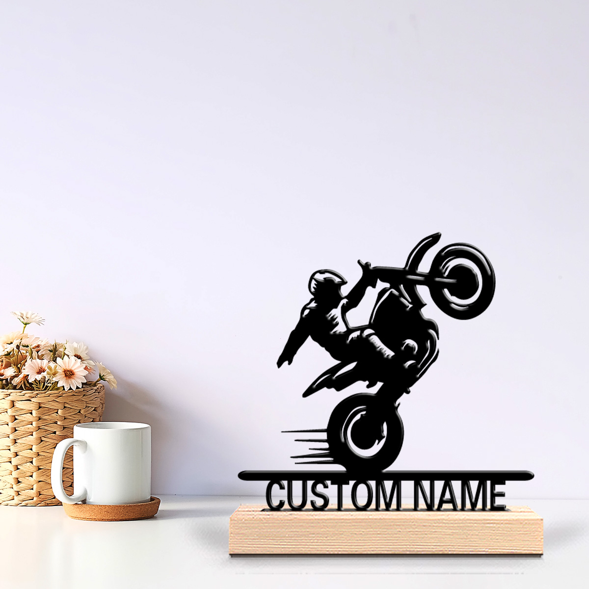 Art Y Craft - 1個入り シンプルなバイクの子供用カスタムテキストメタルスタチューアートクラフト 木製ベース付きメタル彫刻 男の子へのギフトに