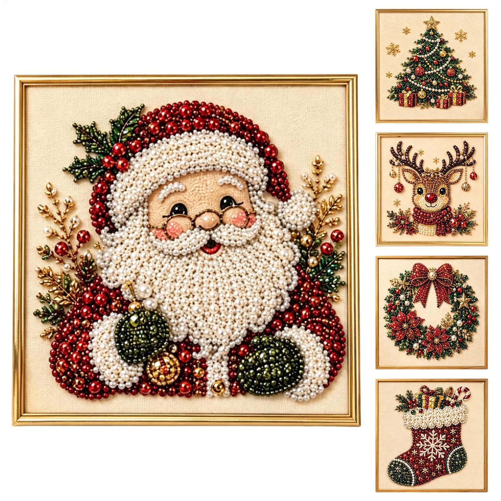 Art Craft For Christmas - パールペイントキットクリスマス手作り装飾フレーム壁アートパールドットストーンクラフトペイントキットホームスタジオ装飾アクセサリー用