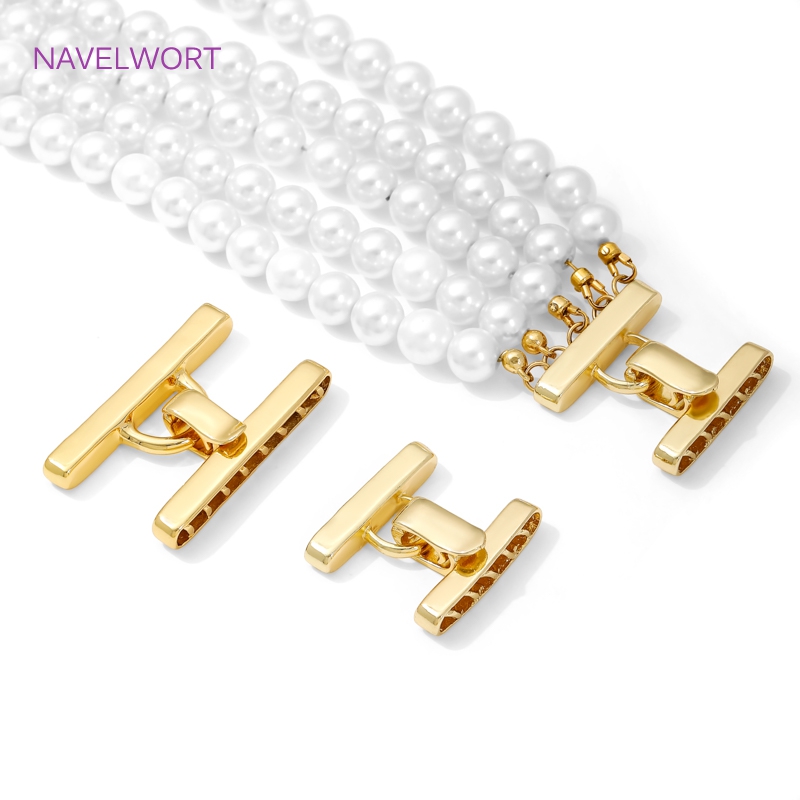 Art Craft Making - マルチストランドネックレスクラスプ 18K ゴールドメッキパールクラスプコネクタ、真鍮ファスナー開閉ロッククラスプ、DIY ジュエリーアクセサリー