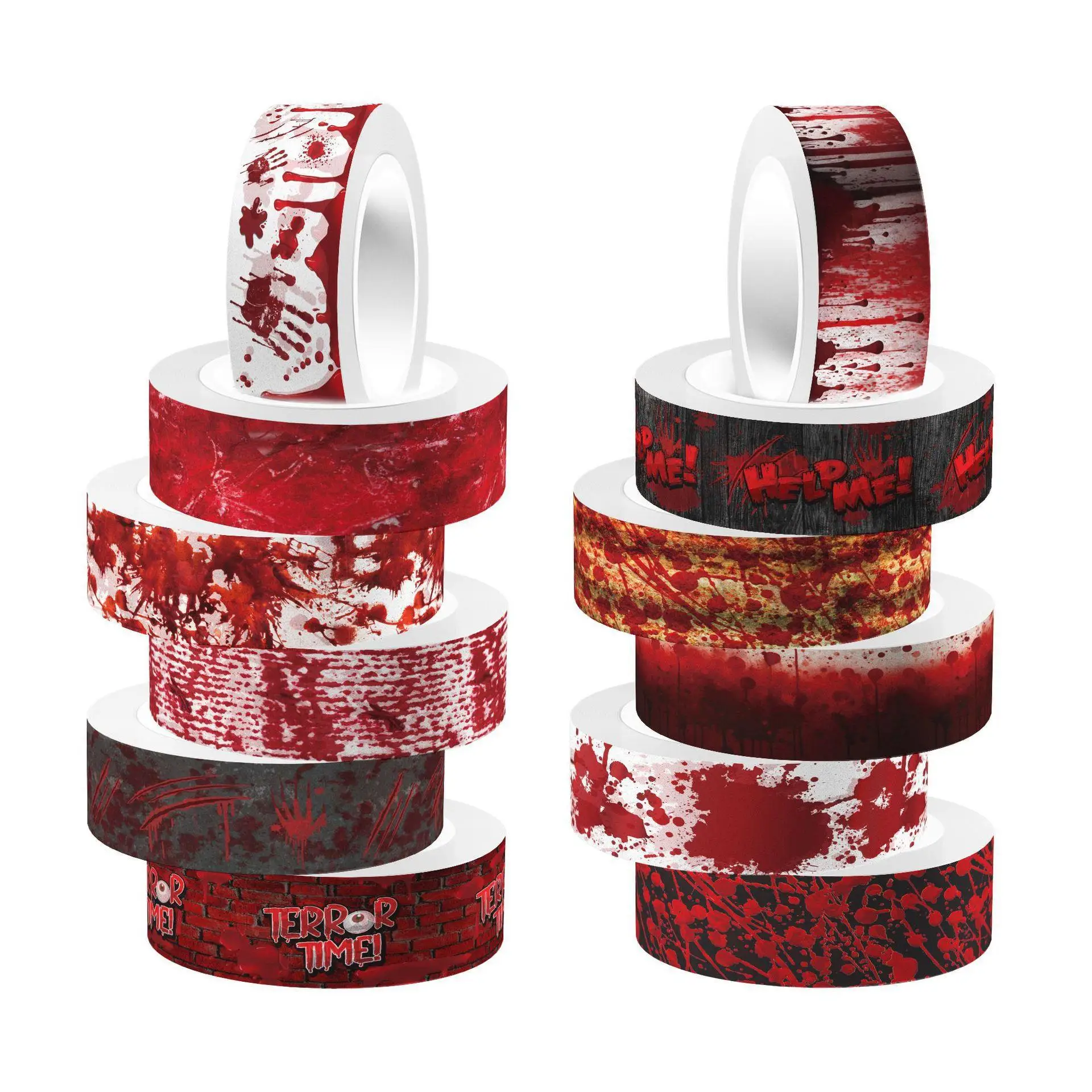 Washi Tape Rolls - ハロウィン血まみれの手出血クリアロールステッカーと紙テープDIYハンドブック素材和紙テープ