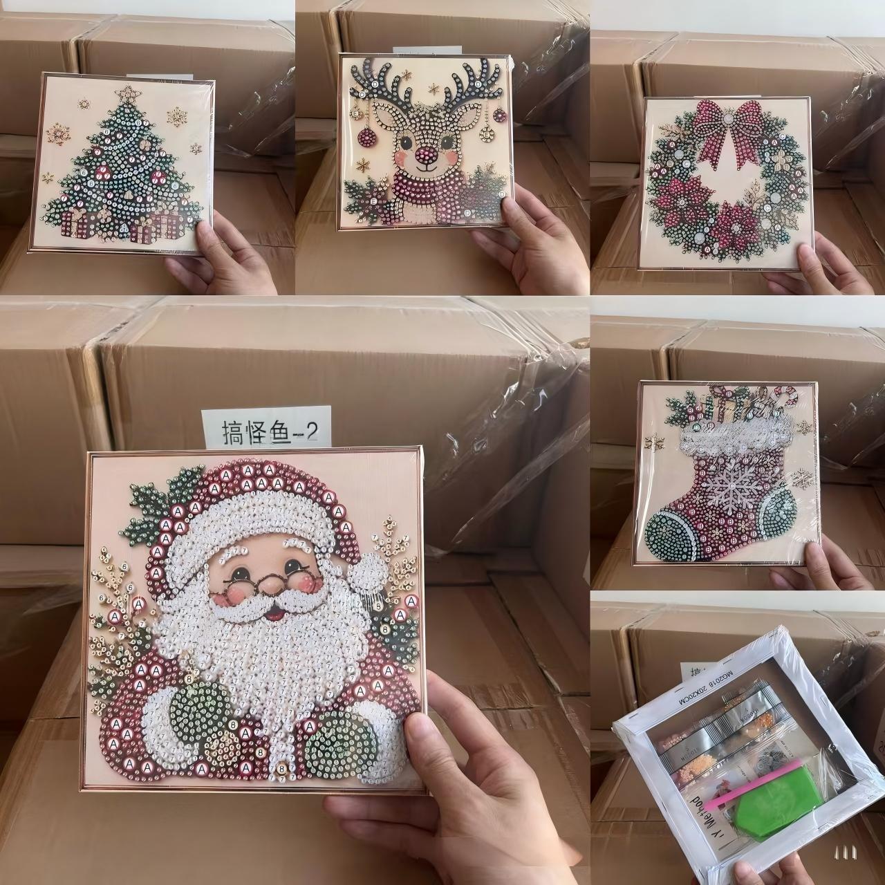Art Craft For Christmas - クリスマスパールダイヤモンドペインティングアートキット（フレーム付き）DIYパールビーズアートクラフトキット 大人初心者向け ホームウォールデコレーション パーティーギフト