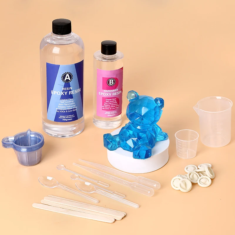 Art Craft Cup - エポキシ樹脂キット クリスタルクリア 簡単混合 AB樹脂 スティック、目盛り付きカップ、手袋付き ジュエリー製作