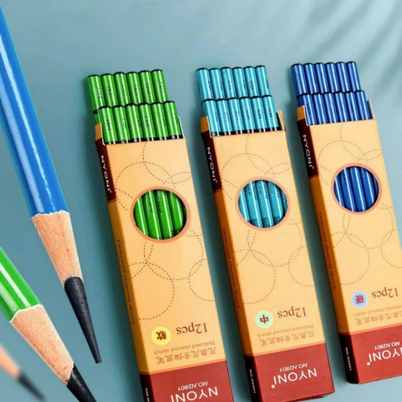 Sketching Charcoal Set - プロのスケッチグラファイトペンシルセット、カーボンペンシル、初心者とプロアーティストの描画のためのソフトミディアムハード、ギフト、10個、12個