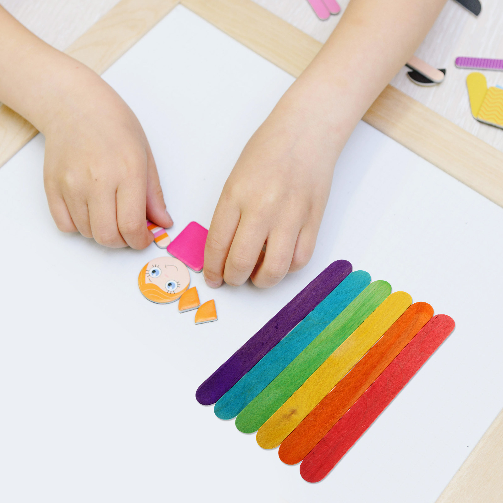 Art Craft With Ice Cream Stick - 100本入り木製アイスキャンディースティック、DIYアイスクリームケーキポップメーカー用スムースクラフトスティック、アートペインティング用品、舌圧子