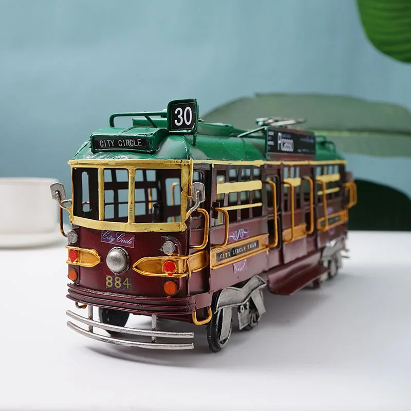Art Craft Restaurant - レストランバー荒廃したシックなインダストリアル風路面電車モデル装飾品レトロ装飾金属鉄工芸品アートハウスリヴィ