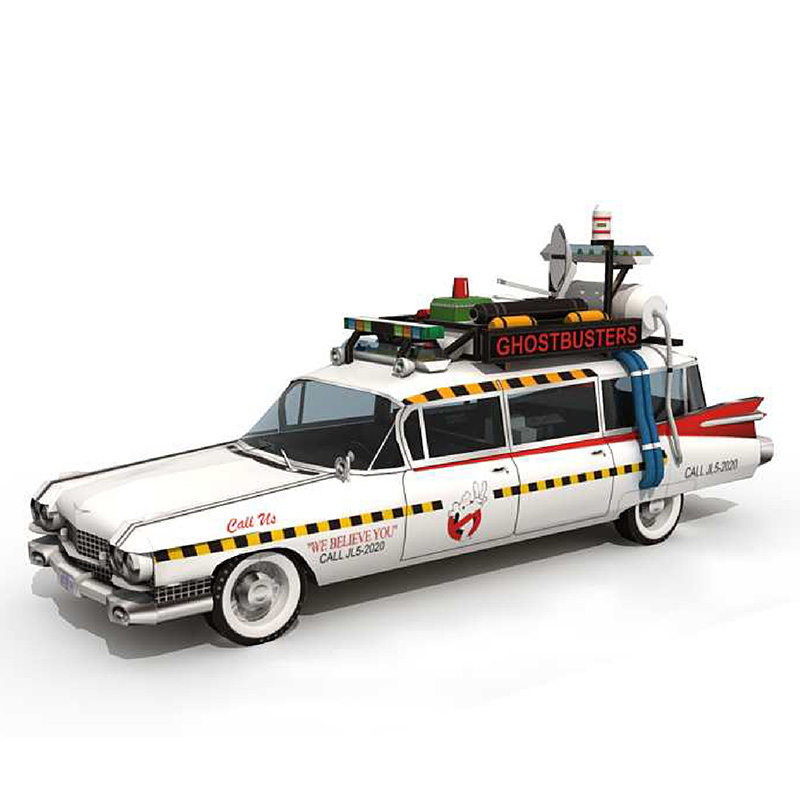 Art Craft Cardboard - ゴーストバスターカーEcto-1A 1:20,手作りの紙モデル,3D紙のモデル,DIY,10代の大人のクラフトおもちゃ,ZX-016