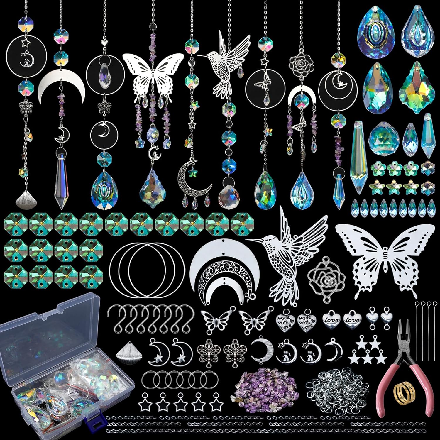 Art Craft For Christmas - DIY 400個 サンキャッチャー作成キット アート＆クラフト クリスタルレインボー付き 室内窓