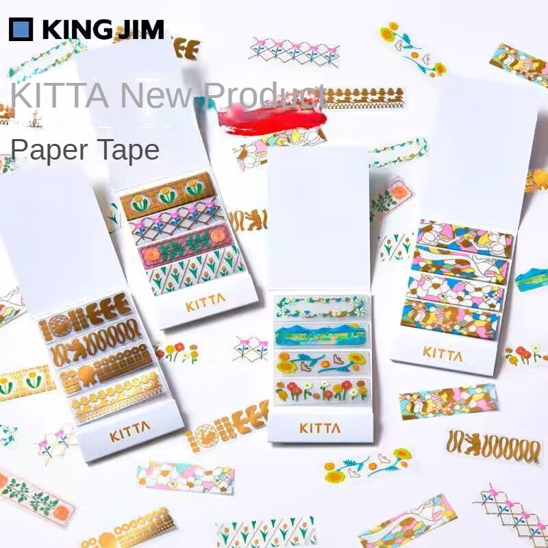 Washi Tape Rolls - キットタ小さなかわいい洗面紙テープ、DIY手作りの新鮮な装飾、透明なステッカー、ハンドブックスライステープ、日本