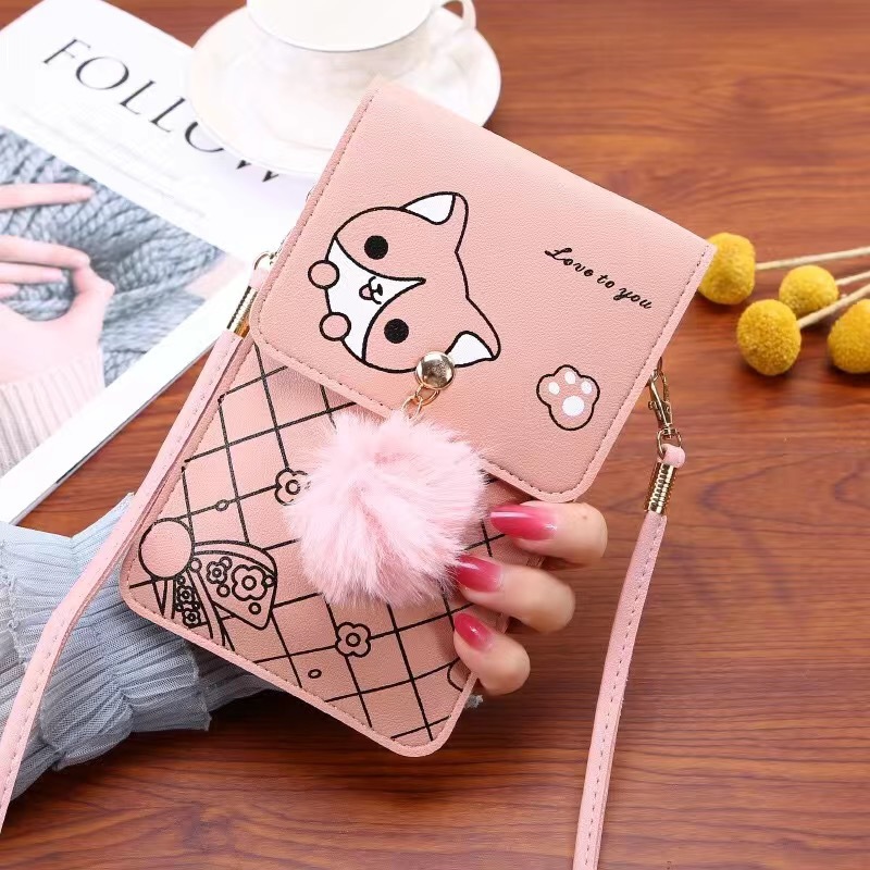 Art Craft Bag - かわいい漫画柄のタッチスクリーン対応スマホバッグ 女性用 - スリムで透明なクロスボディバッグ ミニショルダーポーチ ウォレット