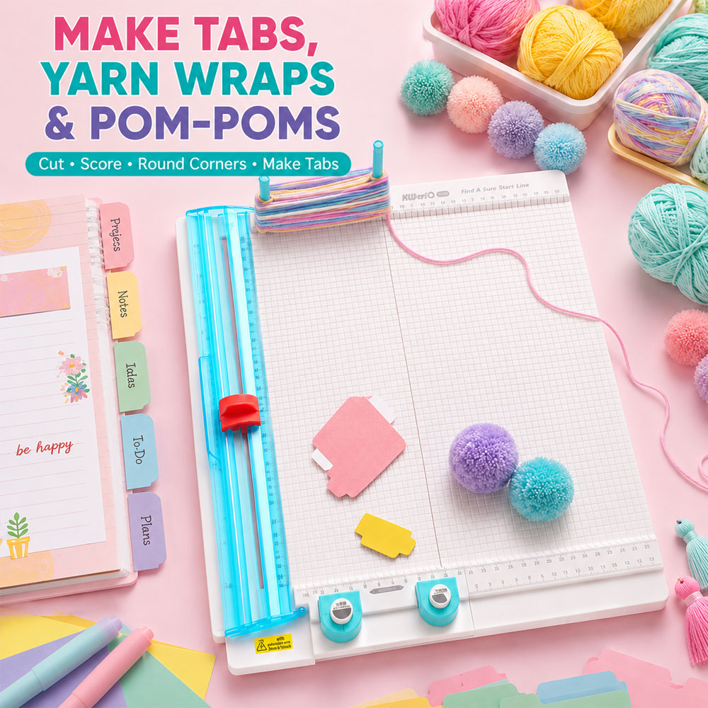Art Craft Cardboard - 7-in-1ペーパーカッター＆スコアリングボード、10枚用折りたたみ式クラフトカッター、カード、仕切りタブ、スクラップブック、ポンポン、DIYアート用