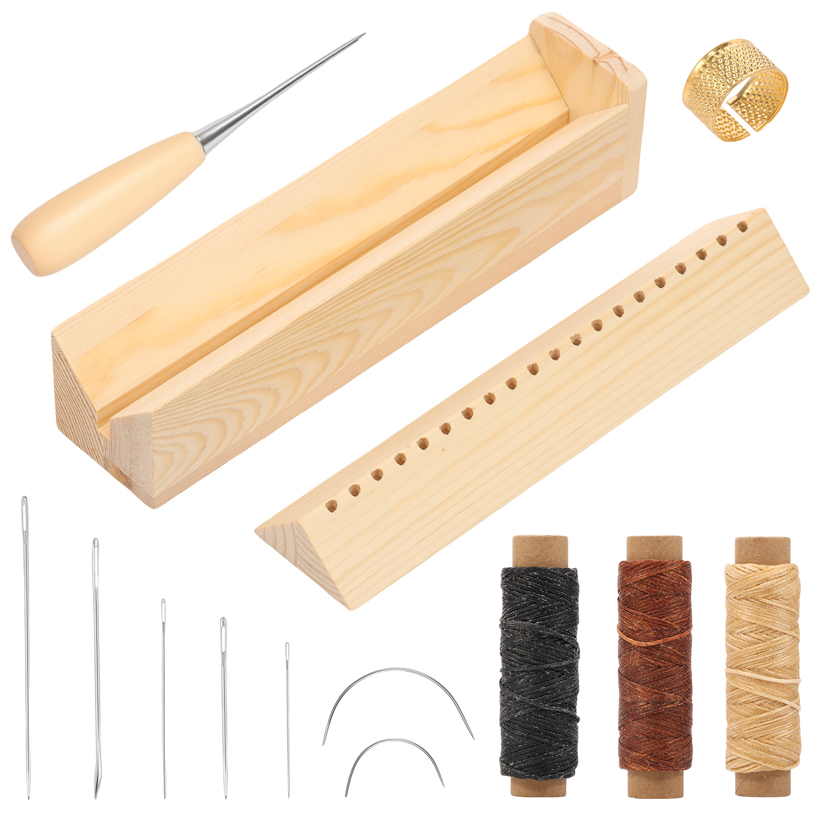 Bookbinding Supply Kit - 木製製本パンチングクレードル、ピアスガイド付き、製本ツール、手動製本キット、DIYクラフト、製本用品