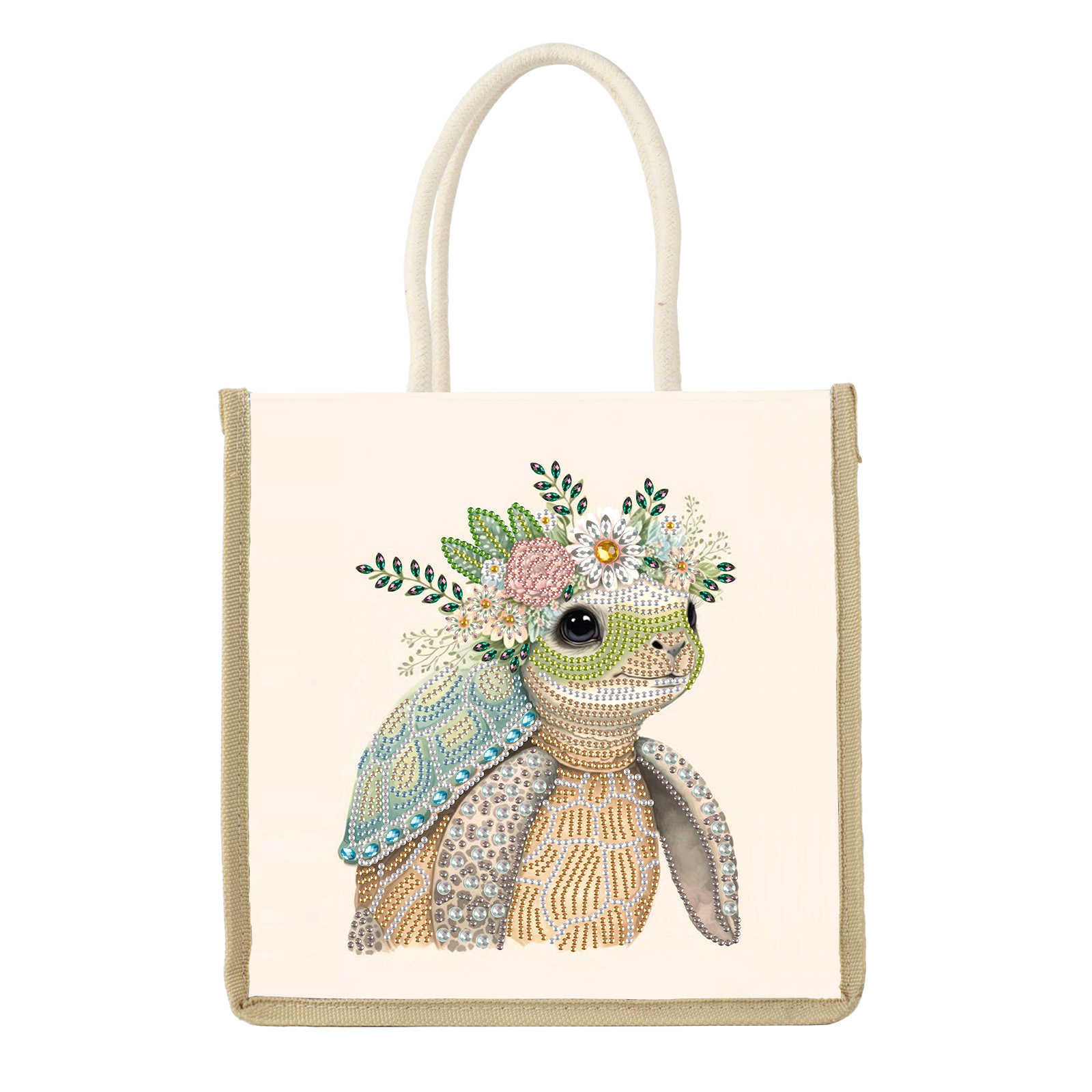Art Craft Bag - ダイヤモンドアートペインティングハンドバッグキット、キュートなカメDIY特殊形状ダイヤモンドキャンバスアートバッグショッピング収納バッグクラフト手作りギフト