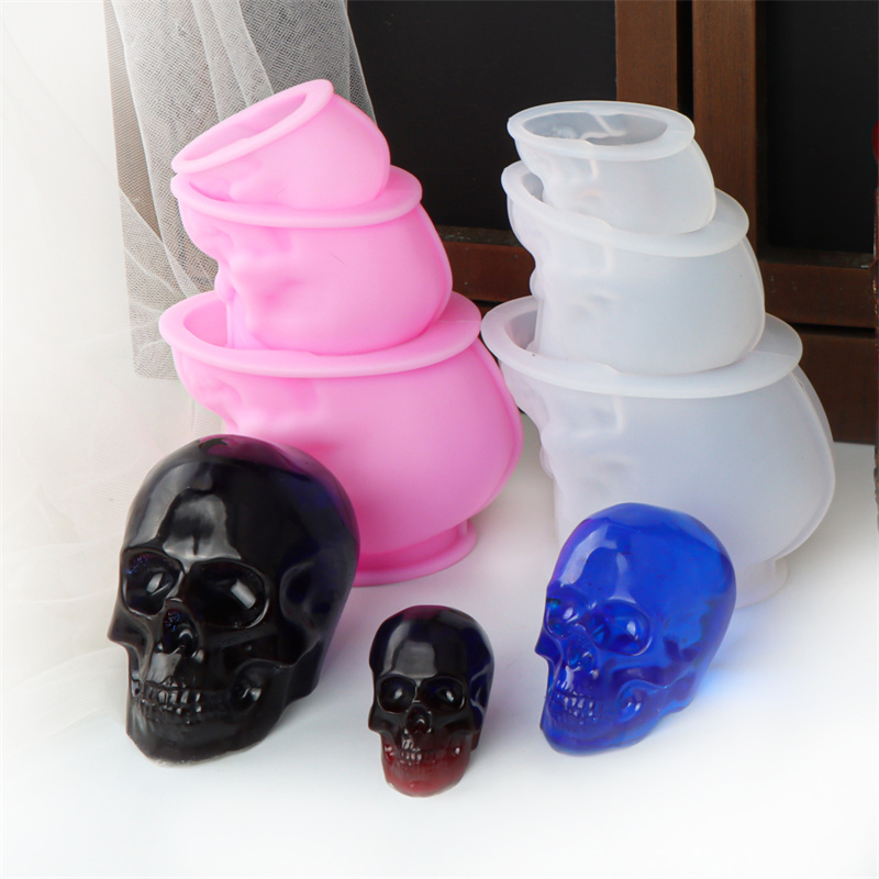 Art Craft Holiday - 白とピンクのスカルキャンドルモールド DIY エポキシスカル樹脂モールドアートクラフトホリデーデコレーション DIY ハロウィンスケルトンスカルモールド