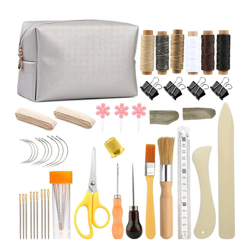 Bookbinding Supply Kit - 1 セットハンド製本ツールキット用品紙千枚通しと鋼曲針定規ワックス糸 DIY クラフト用