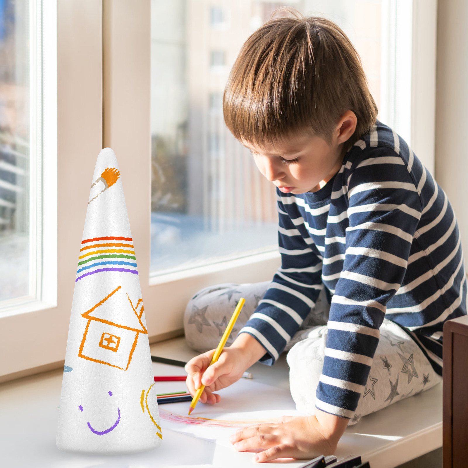 Art Craft For Christmas - 2個入り クリスマスフォームコーン クラフトアクセサリー 子供用DIYアートプロジェクト 幼稚園 教会