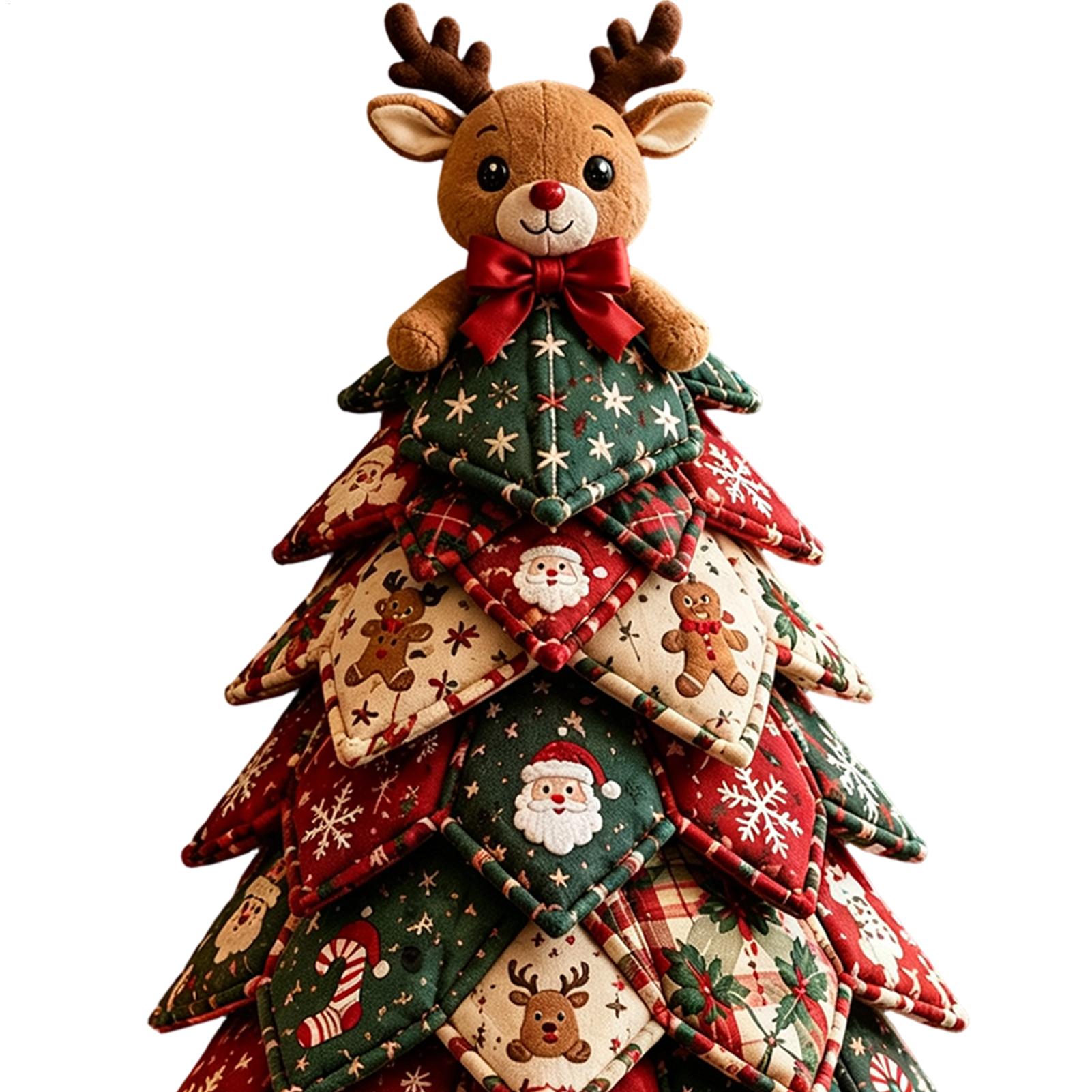 Art Craft For Christmas - クリスマスキルト生地ツリーキット 3Dレイヤード手作りアートクラフトセット キルティングキット 家庭の部屋、暖炉の棚、テーブル、職場用