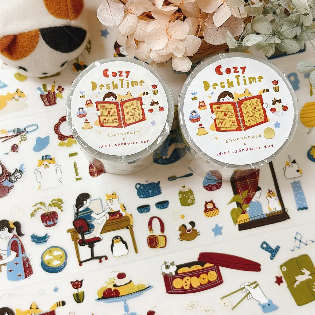 Washi Tape Rolls - 63penhouse ヴィンテージスターリーウィスパーコージーデスクタイム和紙テープカード作成用 DIY スクラップブッキングプラン装飾ステッカー