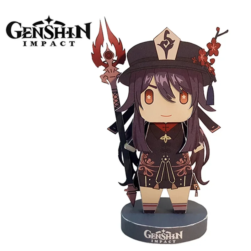 Art Craft Cardboard - 原神インパクト胡桃フィギュアミニ3Dかわいい紙モデルアニメペーパークラフトアート折り紙DIY子供大人クラフトおもちゃPZ-128