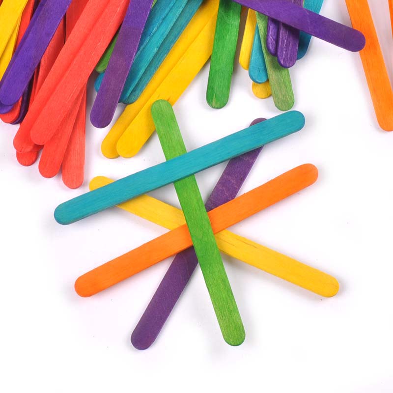 Art Craft With Ice Cream Stick - アイスクリーム用の天然木とカラフルな木製アイスキャンデースティック,子供向けの教育玩具,手作りの工芸品,50またはピース/ロットユニット