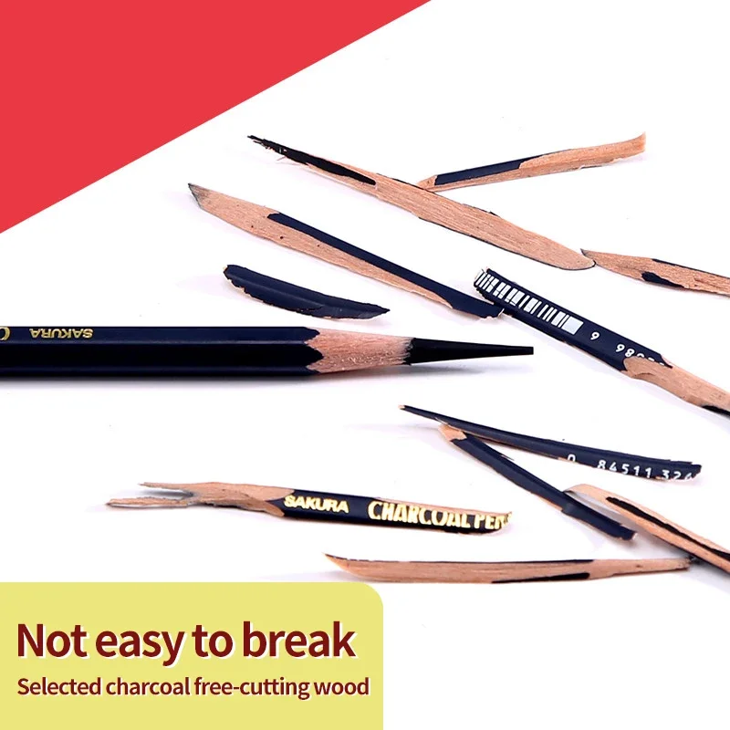 さくら木炭鉛筆スケッチソフトミディアムハードカーボン鉛筆セッ - Sketching Charcoal Set のレビューと価格