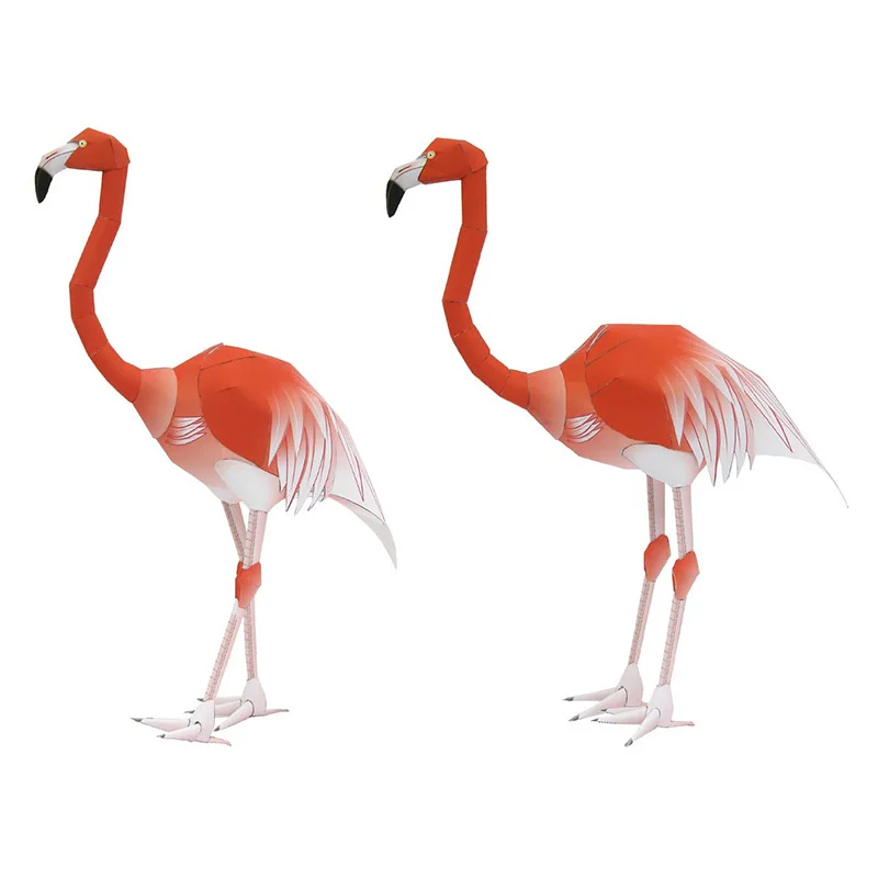 カリブ海フラミンゴのペーパークラフトペーパーモデル、3羽の鳥 - Art Craft Cardboard のレビューと価格