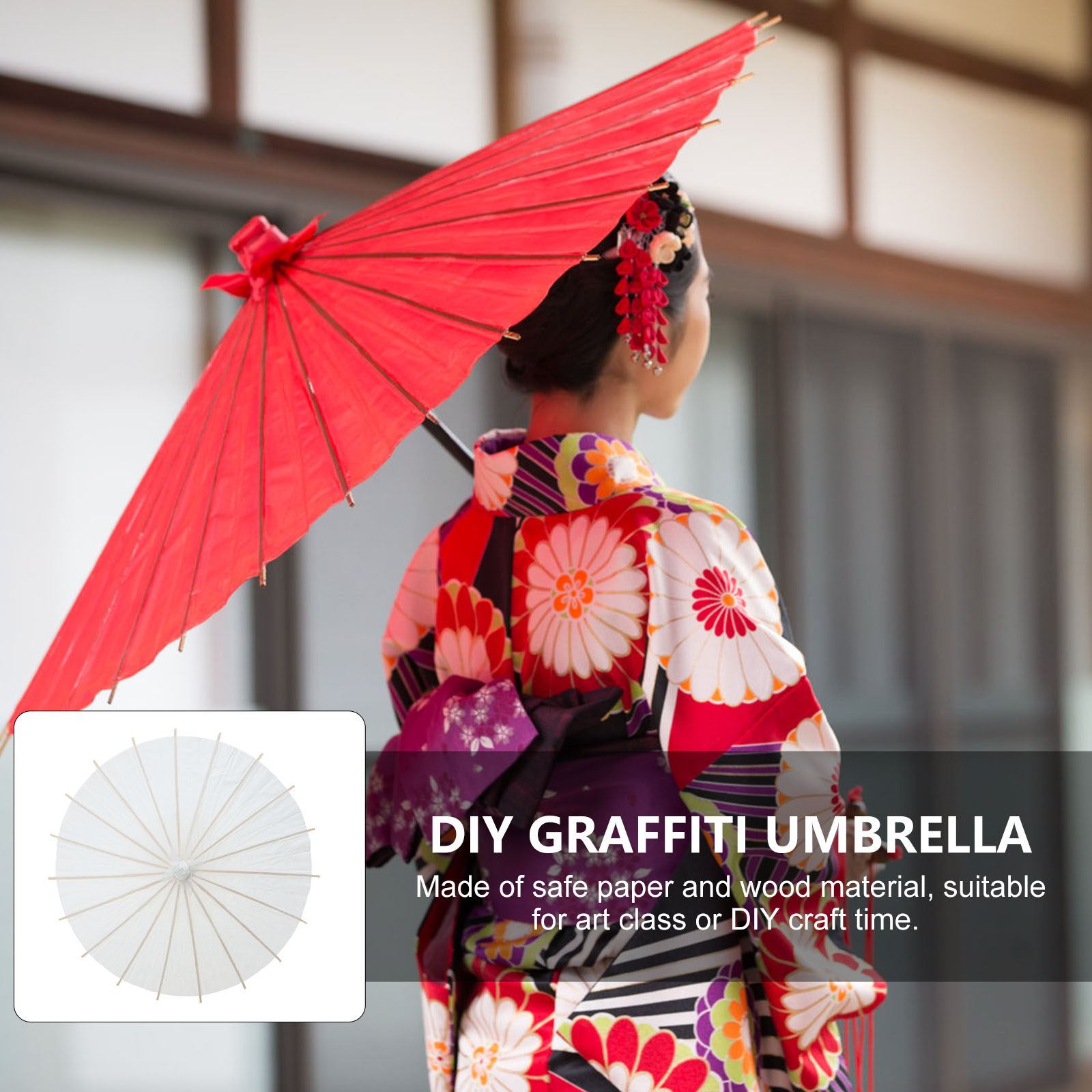 2個入り未完成DIY油紙製ブランク傘、ペイント可能、子供用絵 - Art Craft Umbrella のレビューと価格
