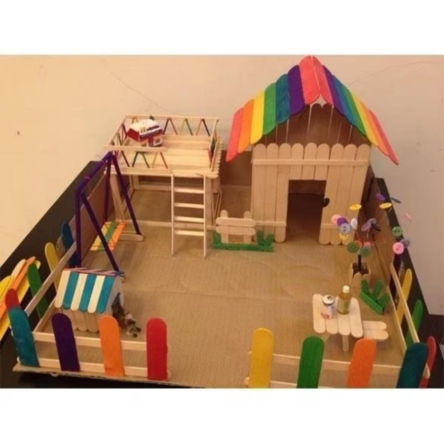 50 個ロットナチュラルカラー木製アイスクリームスティック  - Art Craft With Ice Cream Stick のレビューと価格