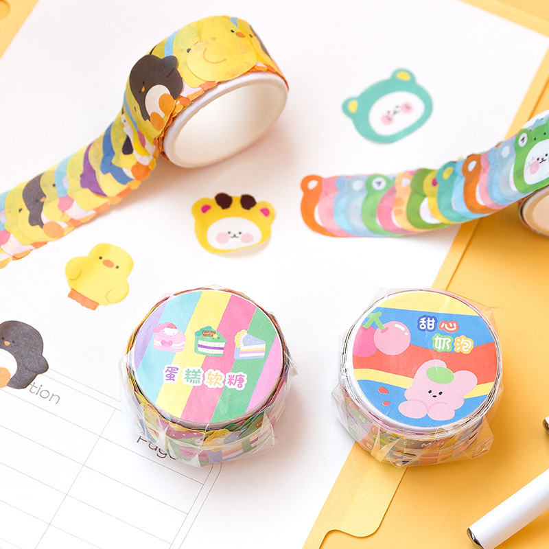 1ロールの超かわいいダイカットコラージュテープ、素敵な漫画要 - Washi Tape Rolls のレビューと価格