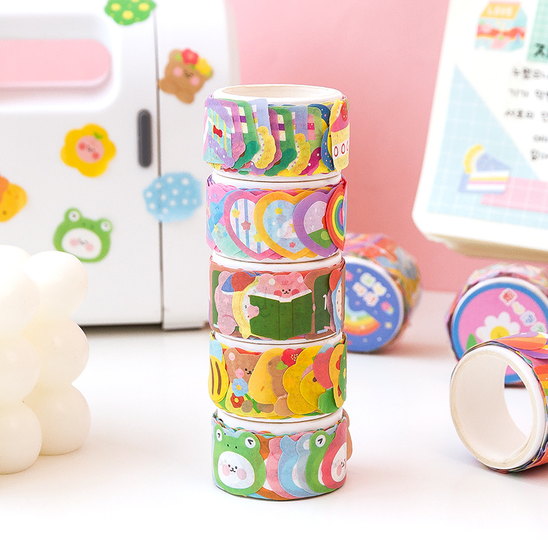 1ロールの超かわいいダイカットコラージュテープ、素敵な漫画要 - Washi Tape Rolls のレビューと価格
