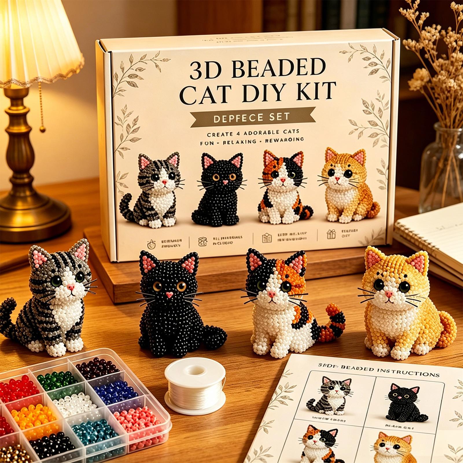 DIYアニマルビーズキット かわいい3D猫ビーズクラフトセッ - Art Craft Holiday のレビューと価格