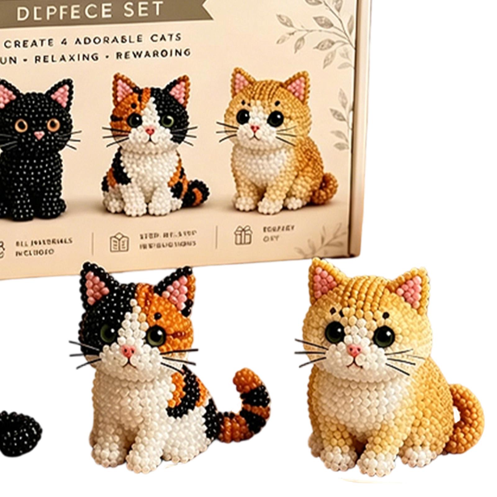 DIYアニマルビーズキット かわいい3D猫ビーズクラフトセッ - Art Craft Holiday のレビューと価格