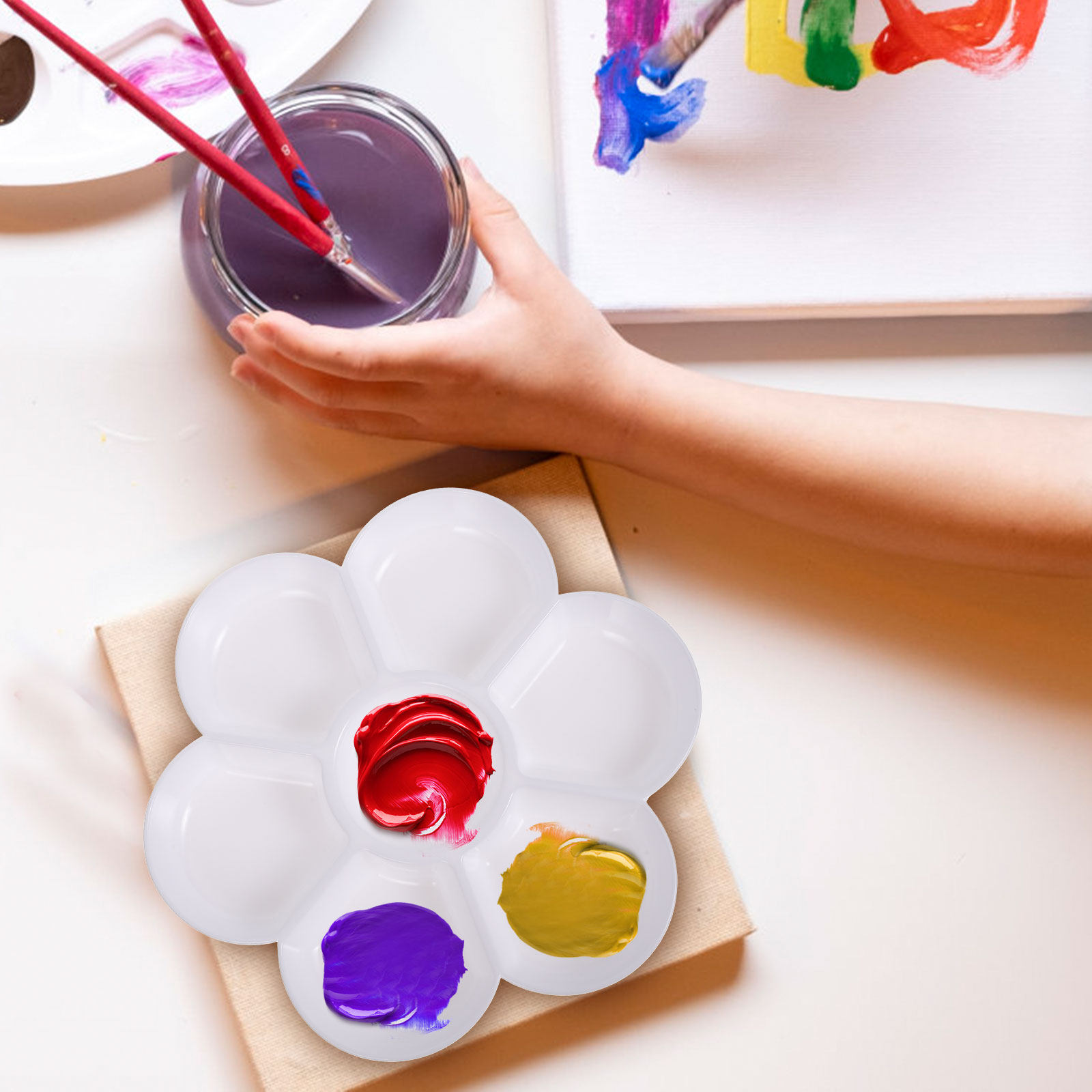 4個入り繊細な剥がれにくい絵具混合トレイ、携帯用水彩顔料パレ - Art Craft Blend のレビューと価格