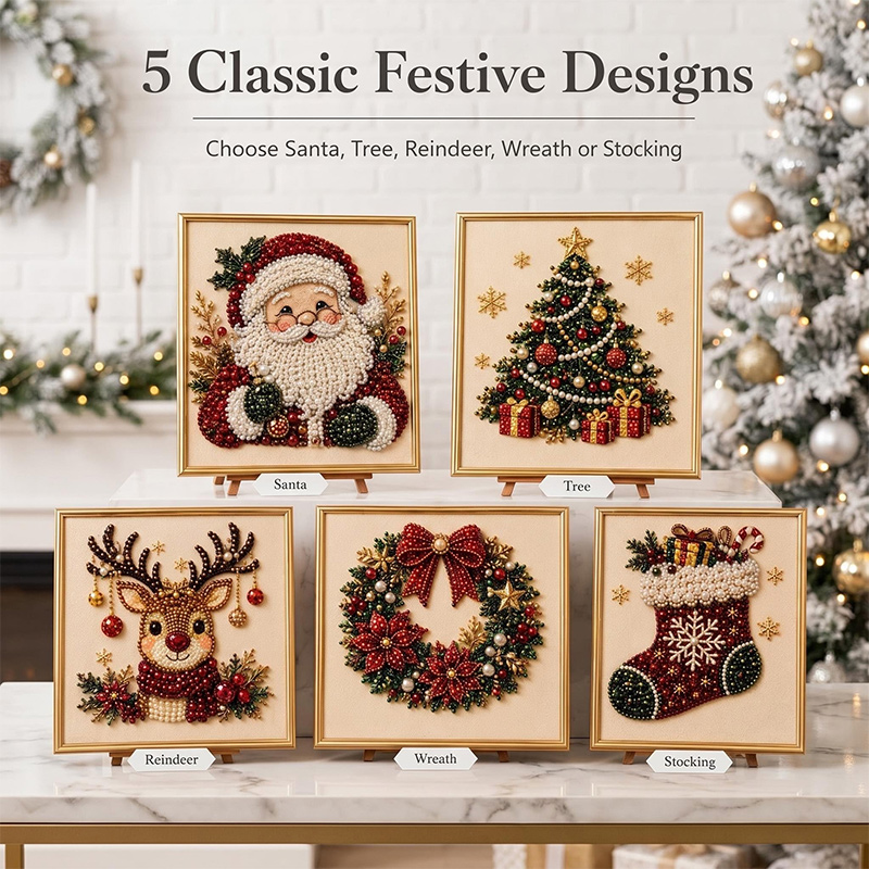 クリスマスパールダイヤモンドペインティングセット 5Dダイヤ - Art Craft For Christmas のレビューと価格