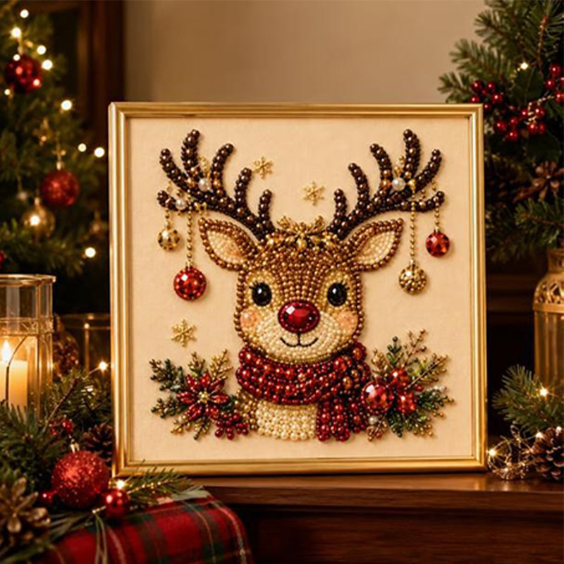 クリスマスパールダイヤモンドペインティングセット 5Dダイヤ - Art Craft For Christmas のレビューと価格