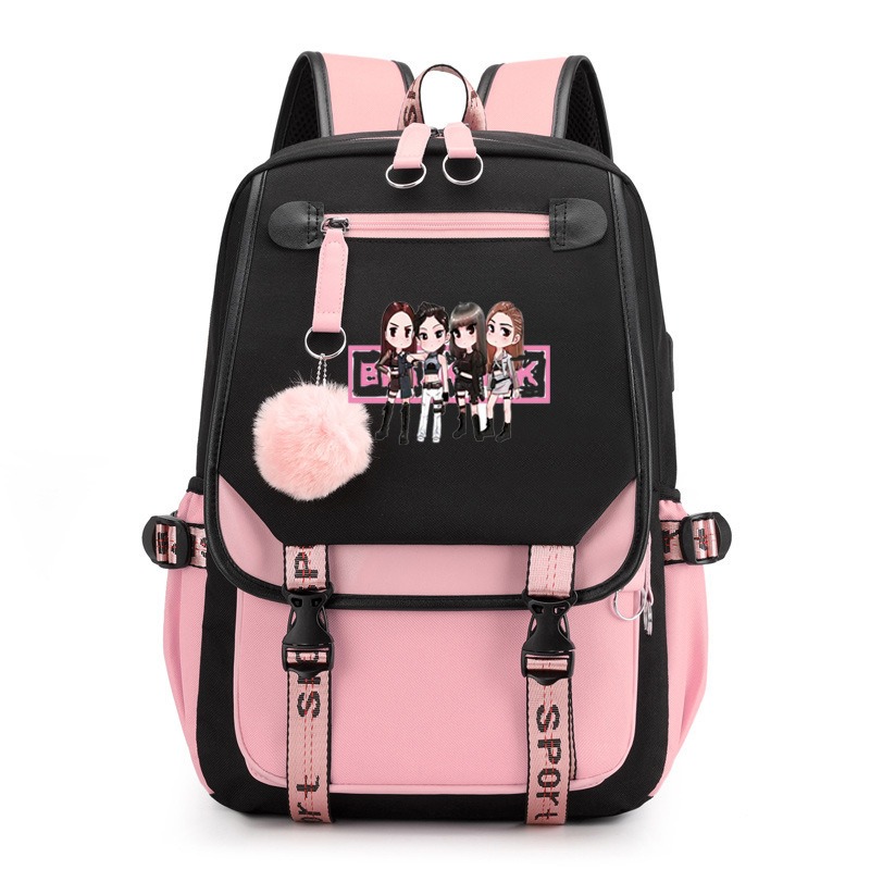 ブラックピンクパターン大容量バックパックカジュアルスクールバ - Art Craft Bag のレビューと価格
