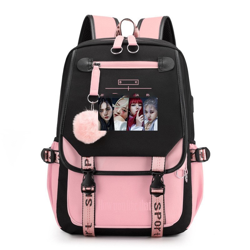 ブラックピンクパターン大容量バックパックカジュアルスクールバ - Art Craft Bag のレビューと価格
